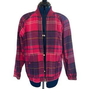 Vintage Izod Lacoste jacket, pink plaid, medium